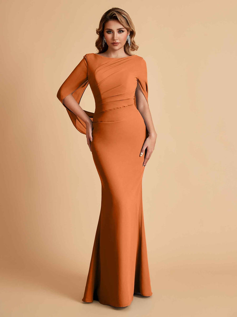 Elegant Mermaid Chiffon Half Sleeves Scoop Mother of the Brides Dresses Online