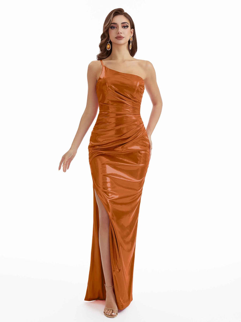 Sexy Mermaid One Shoulder Metallic Stretch Shiny Fabric Floor-Length Wedding Guest Dresses - ChicSew chicsewuk Sexy Mermaid One Shoulder Metallic Stretch Shiny Fabric Floor-Length Wedding Guest Dresses - ChicSew chicsewuk