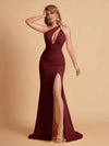 Sexy Mermaid One Shoulder Key Hole Long Bridesmaid Dresses Uk Slit