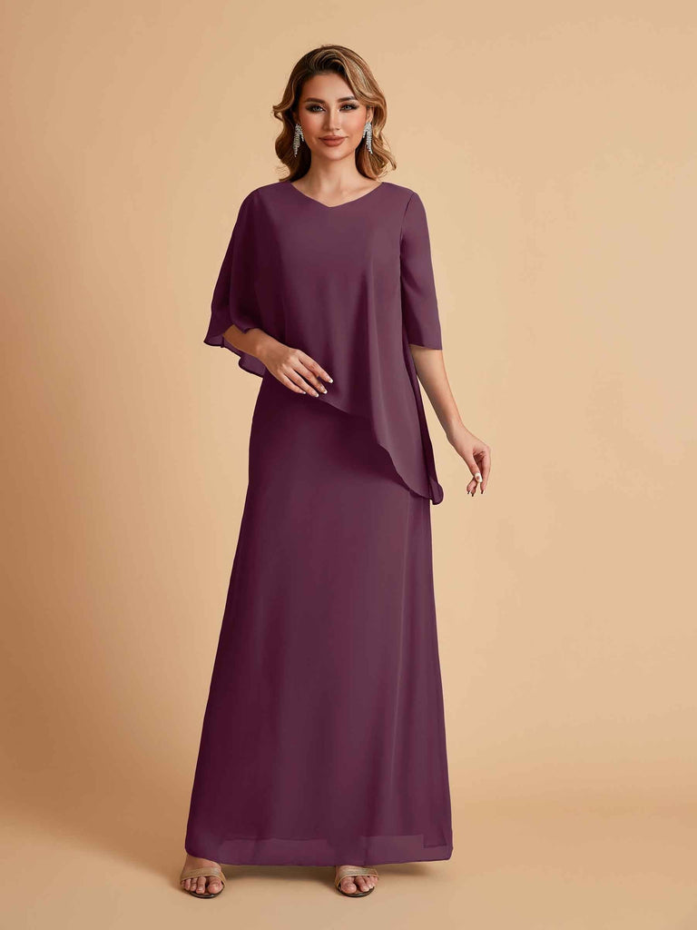 Elegant A-line Chiffon V-neck Mother of the Brides Dresses and Jacket