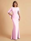 Elegant Mermaid Chiffon Half Sleeves Scoop Mother of the Brides Dresses Online