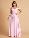 Elegant A-line Chiffon Off The Shoulder V-Neck Bridesmaid Dresses Online