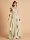 Chiffon Short Sleeves V-neck Lace Mother of the Brides Dresses UK