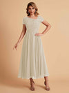 Elegant Chiffon Short Sleeves Short Midi Mother of the Brides Dresses UK Online