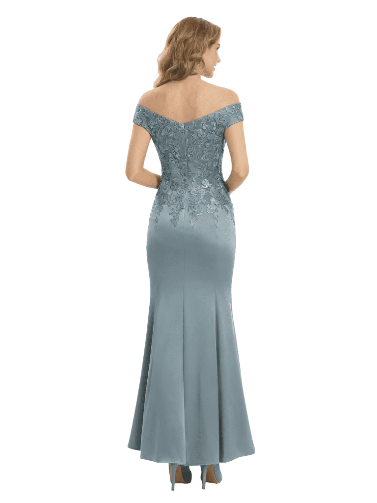 Elegant Off Shoulder Lace Satin Mermaid Mother of the Bride Dress