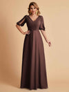 Elegant Chiffon Half Sleeves V-Neck Mother of the Brides Dresses UK Online