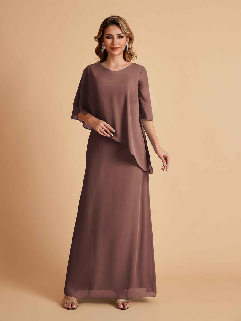 Elegant A-line Chiffon V-neck Mother of the Brides Dresses and Jacket