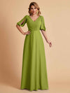 Elegant Chiffon Half Sleeves V-Neck Mother of the Brides Dresses UK Online