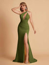 Sexy Mermaid One Shoulder Key Hole Long Bridesmaid Dresses Uk Slit