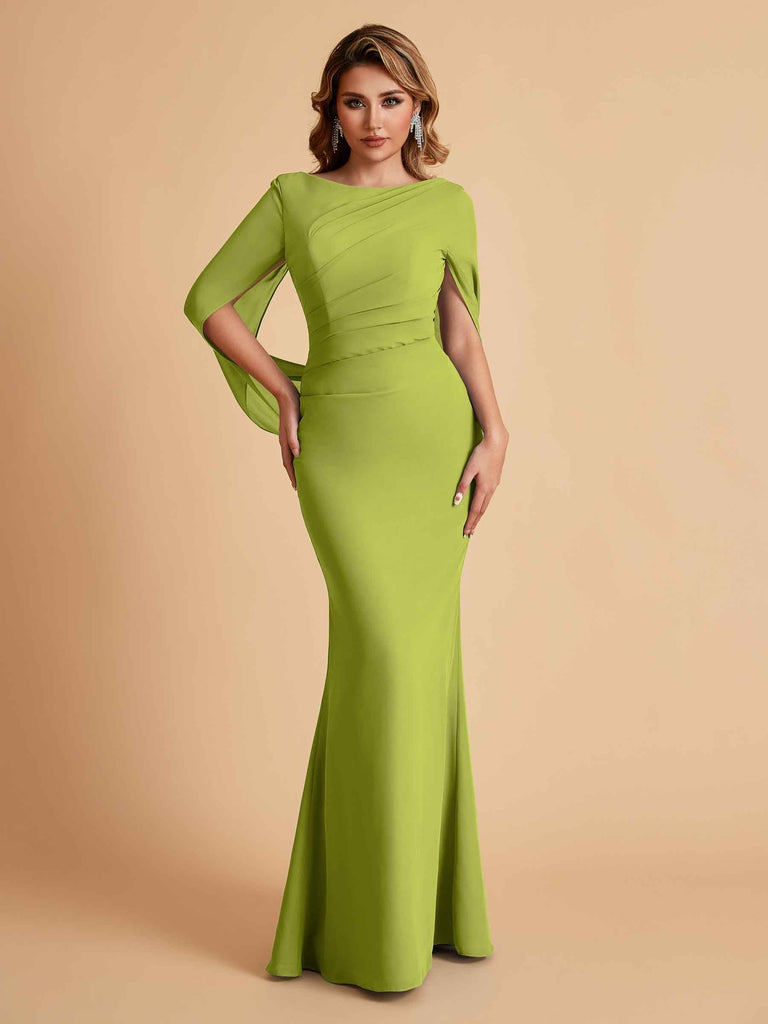 Elegant Mermaid Chiffon Half Sleeves Scoop Mother of the Brides Dresses Online