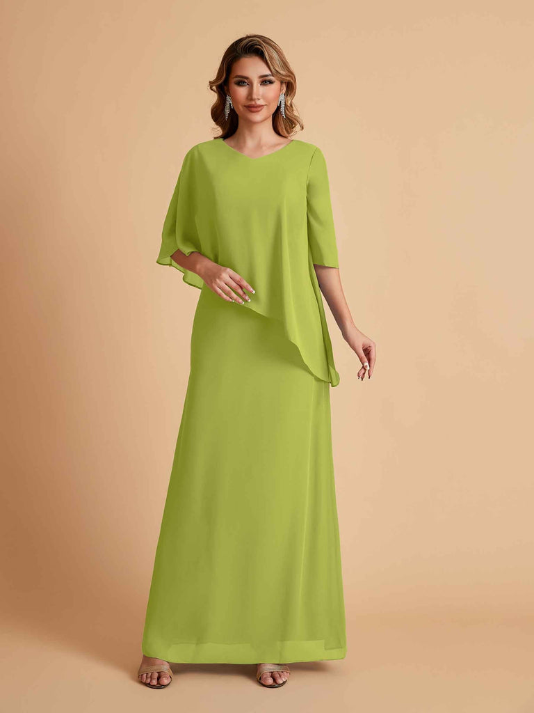 Elegant A-line Chiffon V-neck Mother of the Brides Dresses and Jacket