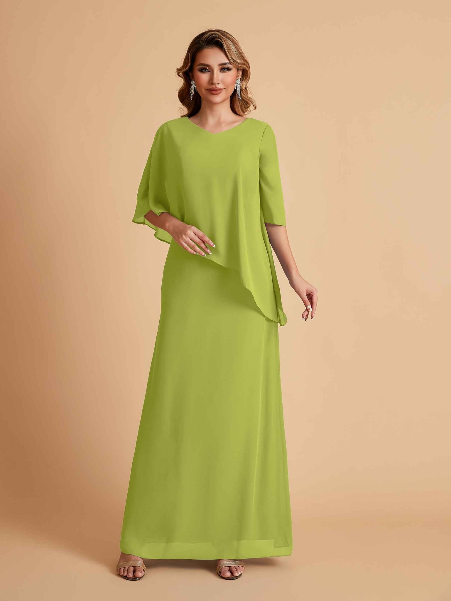 Elegant A-line Chiffon V-neck Mother of the Brides Dresses and Jacket