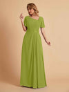 Elegant A-Line Chiffon Short Sleeves V-Neck Mother of the Brides Dresses Online