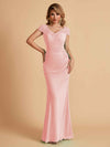 Elegant Mermaid Chiffon Cap Sleeves V-Neck Lace Mother of the Brides Dresses Online UK