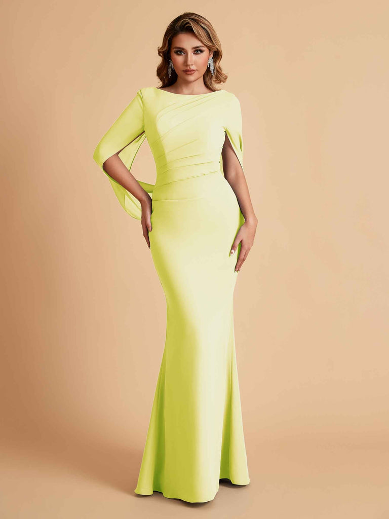 Elegant Mermaid Chiffon Half Sleeves Scoop Mother of the Brides Dresses Online