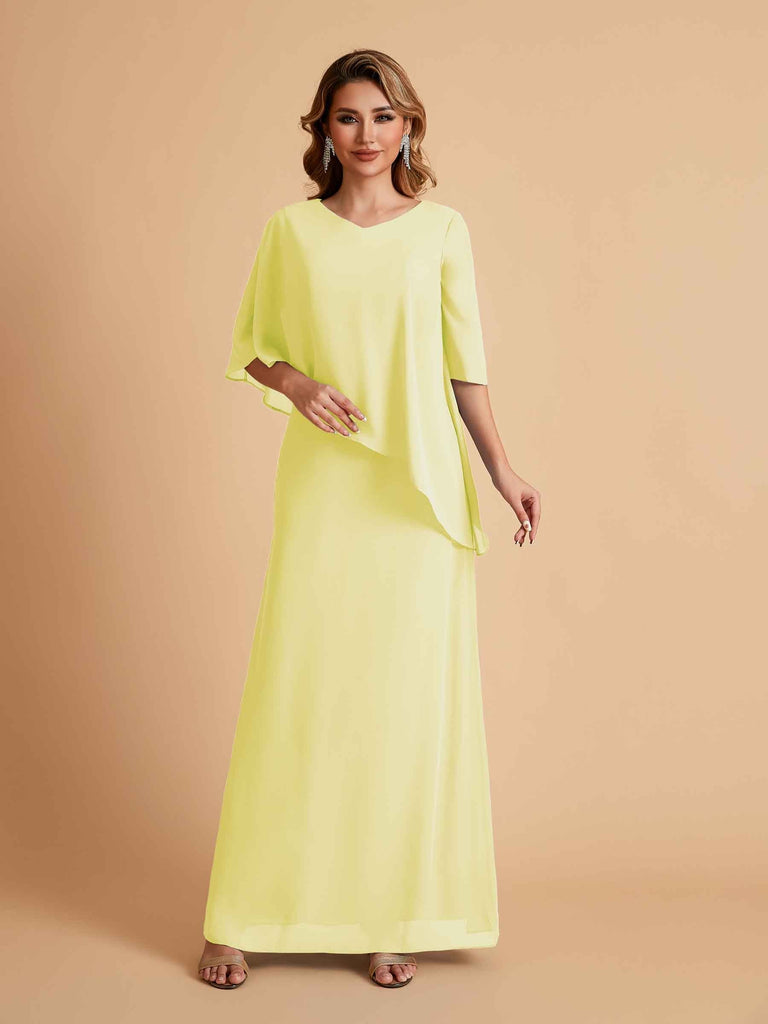 Elegant A-line Chiffon V-neck Mother of the Brides Dresses and Jacket