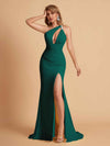 Sexy Mermaid One Shoulder Key Hole Long Bridesmaid Dresses Uk Slit