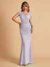 Elegant Mermaid Chiffon Cap Sleeves V-Neck Lace Mother of the Brides Dresses Online UK