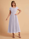 Elegant Chiffon Short Sleeves Short Midi Mother of the Brides Dresses UK Online