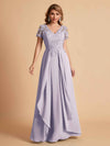 Chiffon Short Sleeves V-neck Lace Mother of the Brides Dresses UK