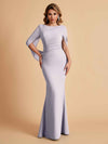 Elegant Mermaid Chiffon Half Sleeves Scoop Mother of the Brides Dresses Online