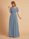 Elegant A-Line Chiffon Short Sleeves V-Neck Mother of the Brides Dresses Online
