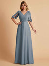 Elegant Chiffon Half Sleeves V-Neck Mother of the Brides Dresses UK Online