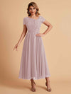 Elegant Chiffon Short Sleeves Short Midi Mother of the Brides Dresses UK Online