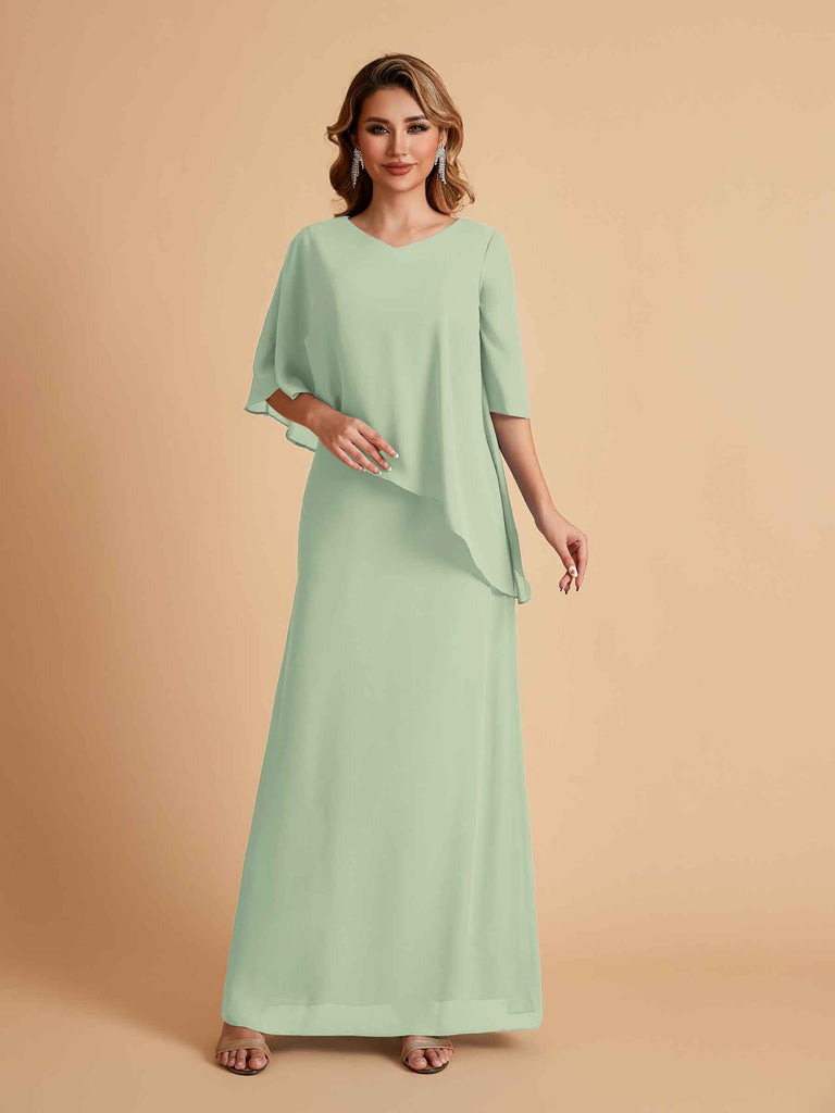 Elegant A-line Chiffon V-neck Mother of the Brides Dresses and Jacket
