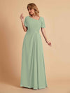 Elegant A-Line Chiffon Short Sleeves V-Neck Mother of the Brides Dresses Online