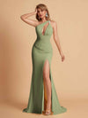 Sexy Mermaid One Shoulder Key Hole Long Bridesmaid Dresses Uk Slit