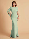 Elegant Mermaid Chiffon Half Sleeves Scoop Mother of the Brides Dresses Online