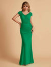 Elegant Mermaid Chiffon Cap Sleeves V-Neck Lace Mother of the Brides Dresses Online UK
