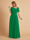 Elegant A-Line Chiffon Short Sleeves V-Neck Mother of the Brides Dresses Online