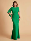 Elegant Mermaid Chiffon Half Sleeves Scoop Mother of the Brides Dresses Online