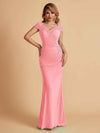Elegant Mermaid Chiffon Cap Sleeves V-Neck Lace Mother of the Brides Dresses Online UK