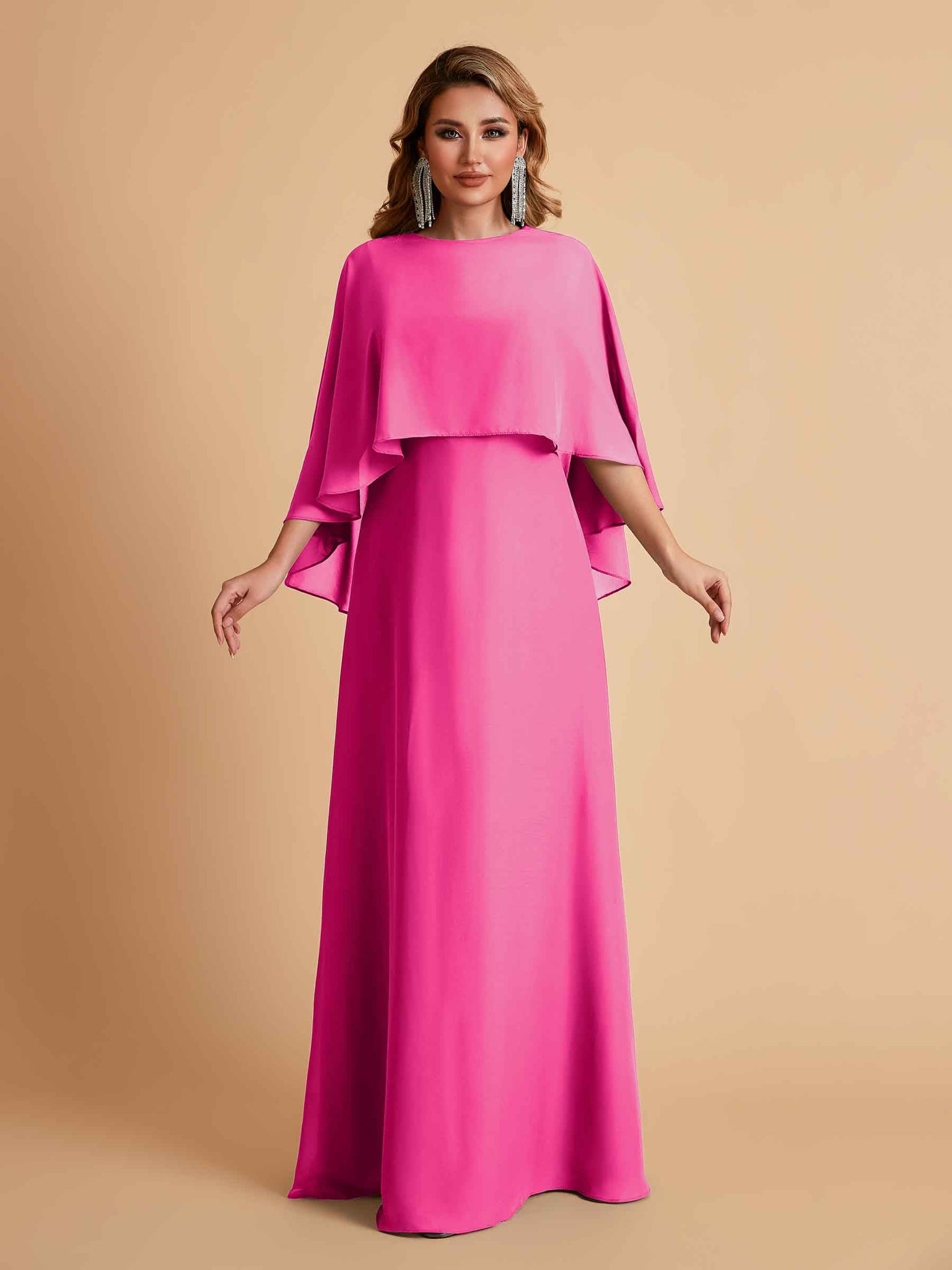 Elegant Chiffon Bat Sleeves A-line Mother of the Brides Dresses UK Online