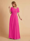 Elegant A-Line Chiffon Short Sleeves V-Neck Mother of the Brides Dresses Online