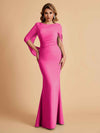 Elegant Mermaid Chiffon Half Sleeves Scoop Mother of the Brides Dresses Online