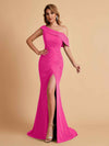 Elegant Chiffon Off The Shoulder Asymmetric Mermaid Mother of the Brides Dresses UK
