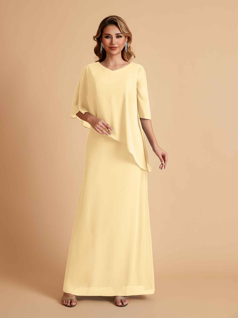 Elegant A-line Chiffon V-neck Mother of the Brides Dresses and Jacket