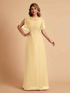 Elegant A-Line Chiffon Half Sleeves Cowl Neck Mother of the Brides Dresses Online UK