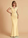 Elegant Mermaid Chiffon Cap Sleeves V-Neck Lace Mother of the Brides Dresses Online UK