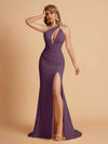 Sexy Mermaid One Shoulder Key Hole Long Bridesmaid Dresses Uk Slit