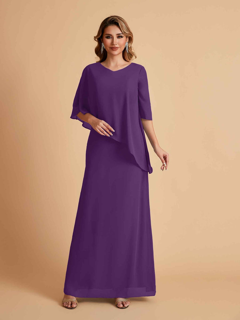 Elegant A-line Chiffon V-neck Mother of the Brides Dresses and Jacket