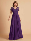 Chiffon Short Sleeves V-neck Lace Mother of the Brides Dresses UK