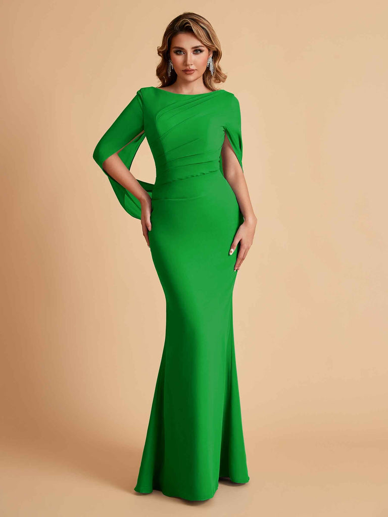 Elegant Mermaid Chiffon Half Sleeves Scoop Mother of the Brides Dresses Online
