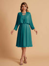 Elegant A-line Chiffon Jewel Lace Short Mother of the Brides Dresses Uk and Jacket
