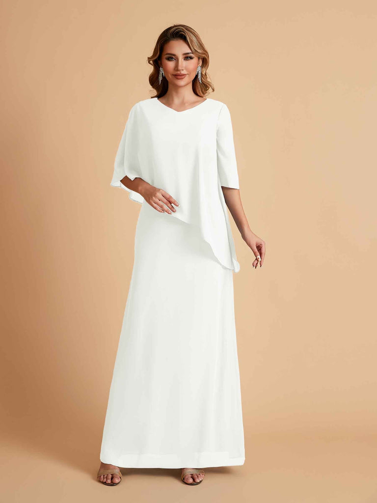 Elegant A-line Chiffon V-neck Mother of the Brides Dresses and Jacket