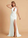 Sexy Mermaid One Shoulder Key Hole Long Bridesmaid Dresses Uk Slit